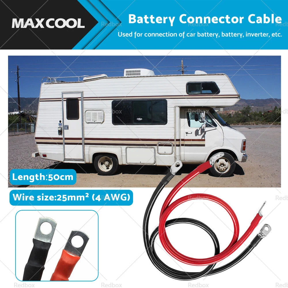 Battery Joiner Connector Lead for 12V Systems (50cm, 100 Amp, Red/Black)