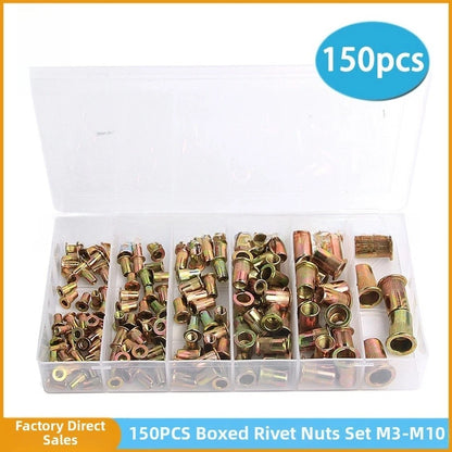 150-Piece Rivet Nut Kit for DIY Projects - Zinc Alloy Construction