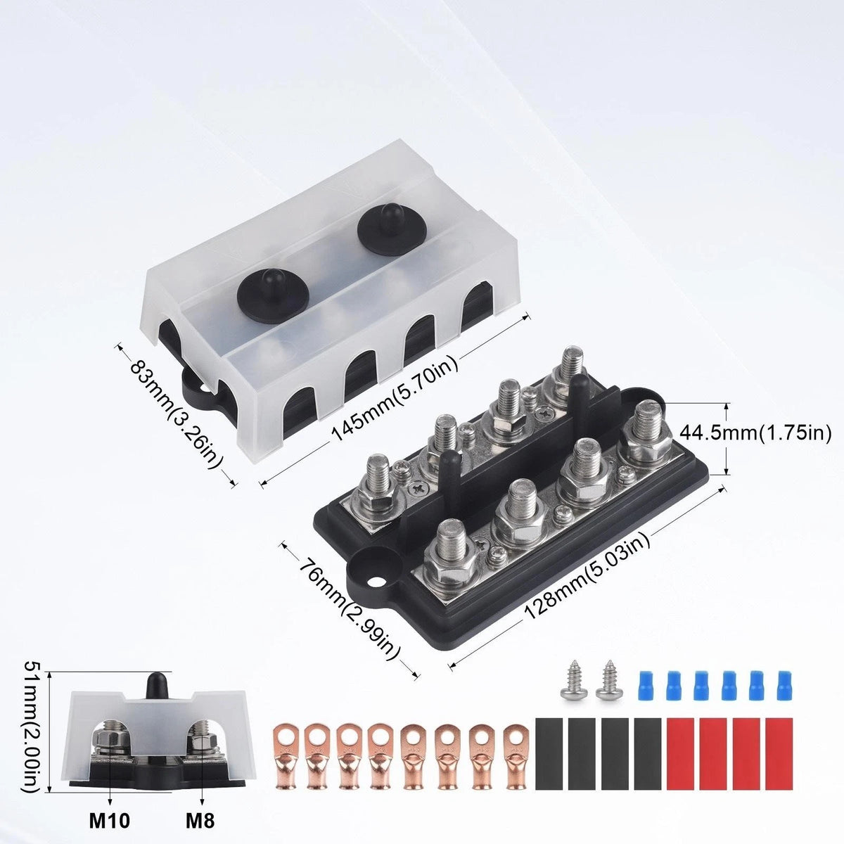 4-Post Dual Bus Bar Power Distribution Block for RV Marine Boat DC Systems