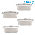 4-Pack Stainless Steel Deep Steam Table Pans with Lid (Non-Stick)