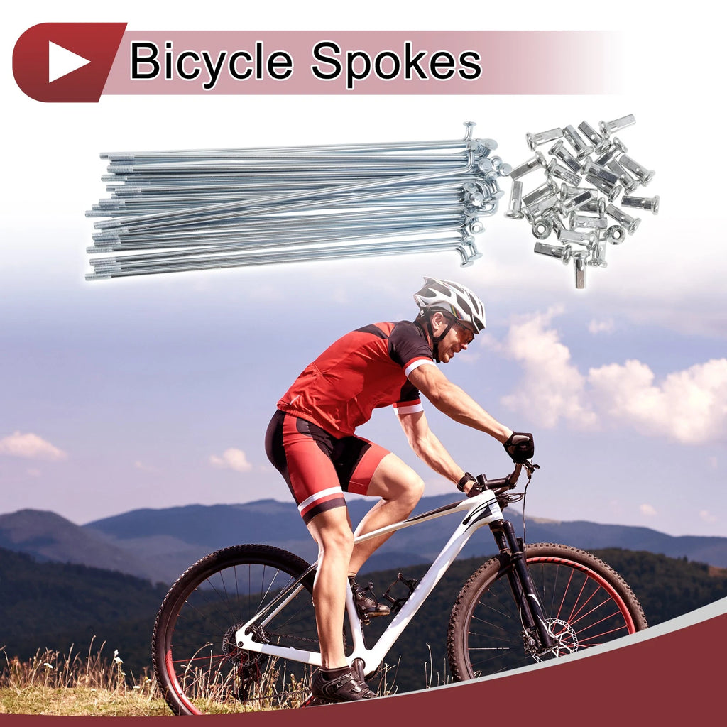 Bicycle Spokes 133mm Carbon Steel Galvanized for Bike Wheel 12 Pack
