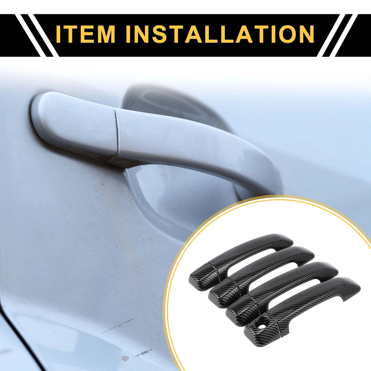4pc Exterior Door Handle Covers Replacement for Toyota Tundra (2007–2020) Carbon Fiber