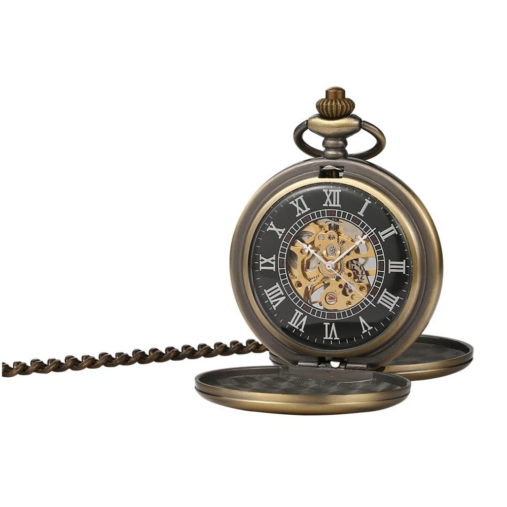 Mechanical Pocket Watch with Hook Buckle Clasp - Round Dial Shape