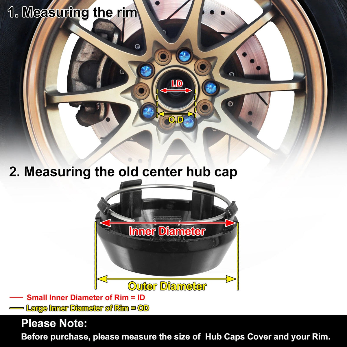 Set of 4 58mm 60mm Wheel Center Hub Caps Covers Universal Black
