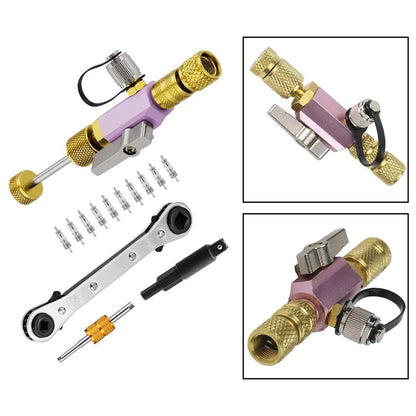 Valve Core Removal Tool for HVAC R22 R407C R410A R32 (1/4 inch, 5/16 inch)