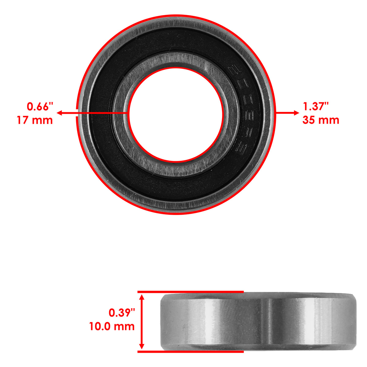 Deep Groove Ball Bearings Rubber Seal 2RS for Caltric 17x35x10 (1970–1990)