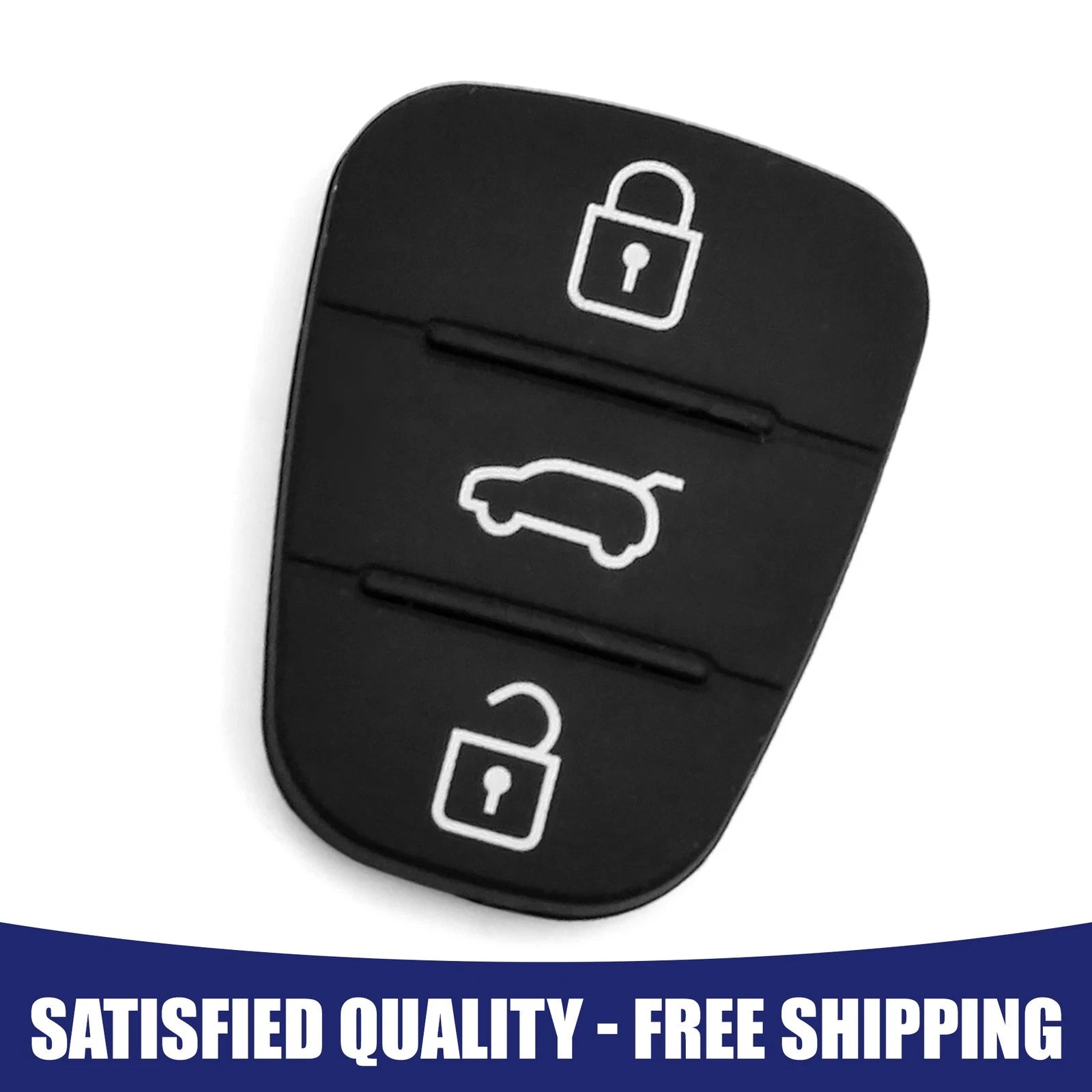 Key Fob Shell Case Rubber Cover for Hyundai 3 Button (Black) (Qty 1)