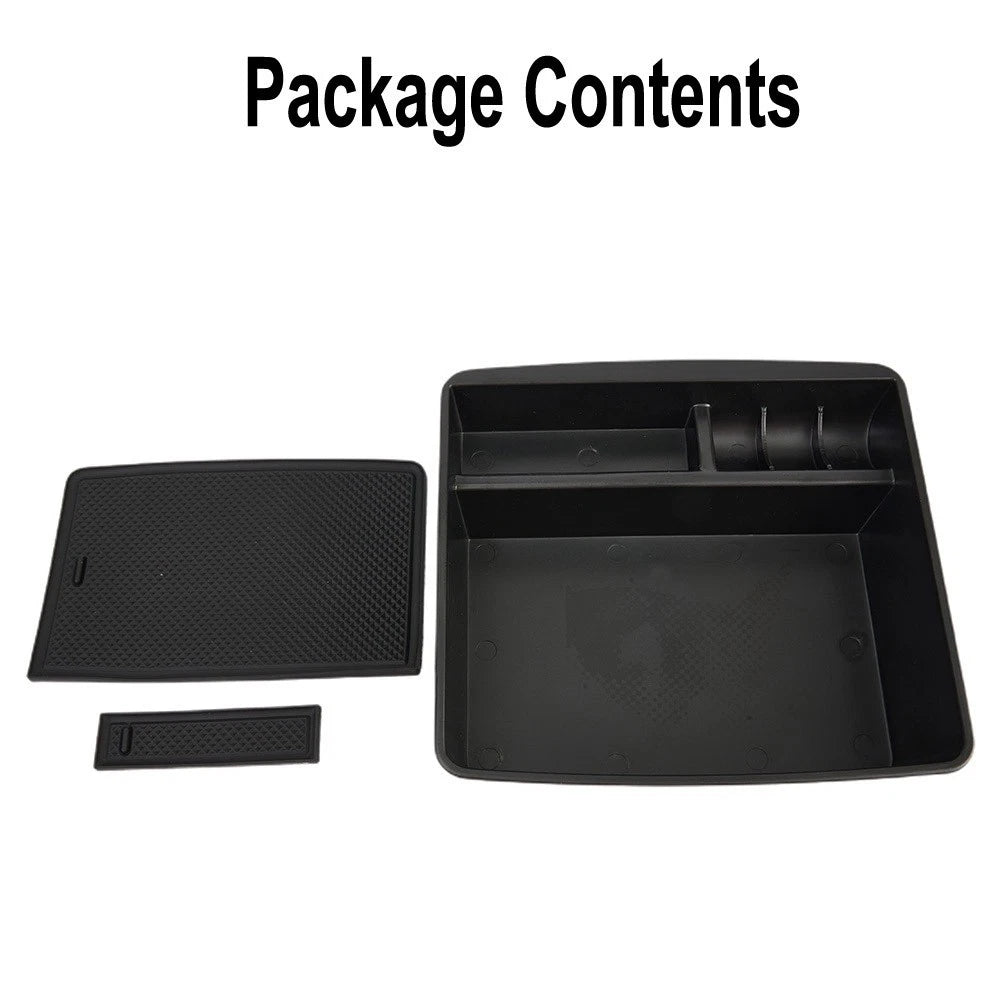 Storage Box for Auto Interior (17.3x16cm) Black ABS Organizer