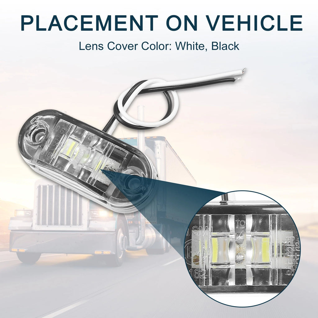 LED Trailer Marker Lights 24V Waterproof Replacement for Universal Trailer (—)