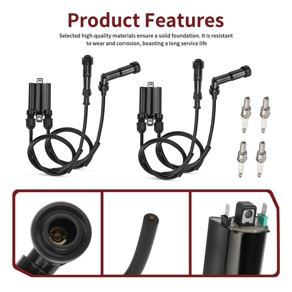 Set of 2 Ignition Coils & Spark Plugs for Honda CB750 Nighthawk 750 (1991–2003)