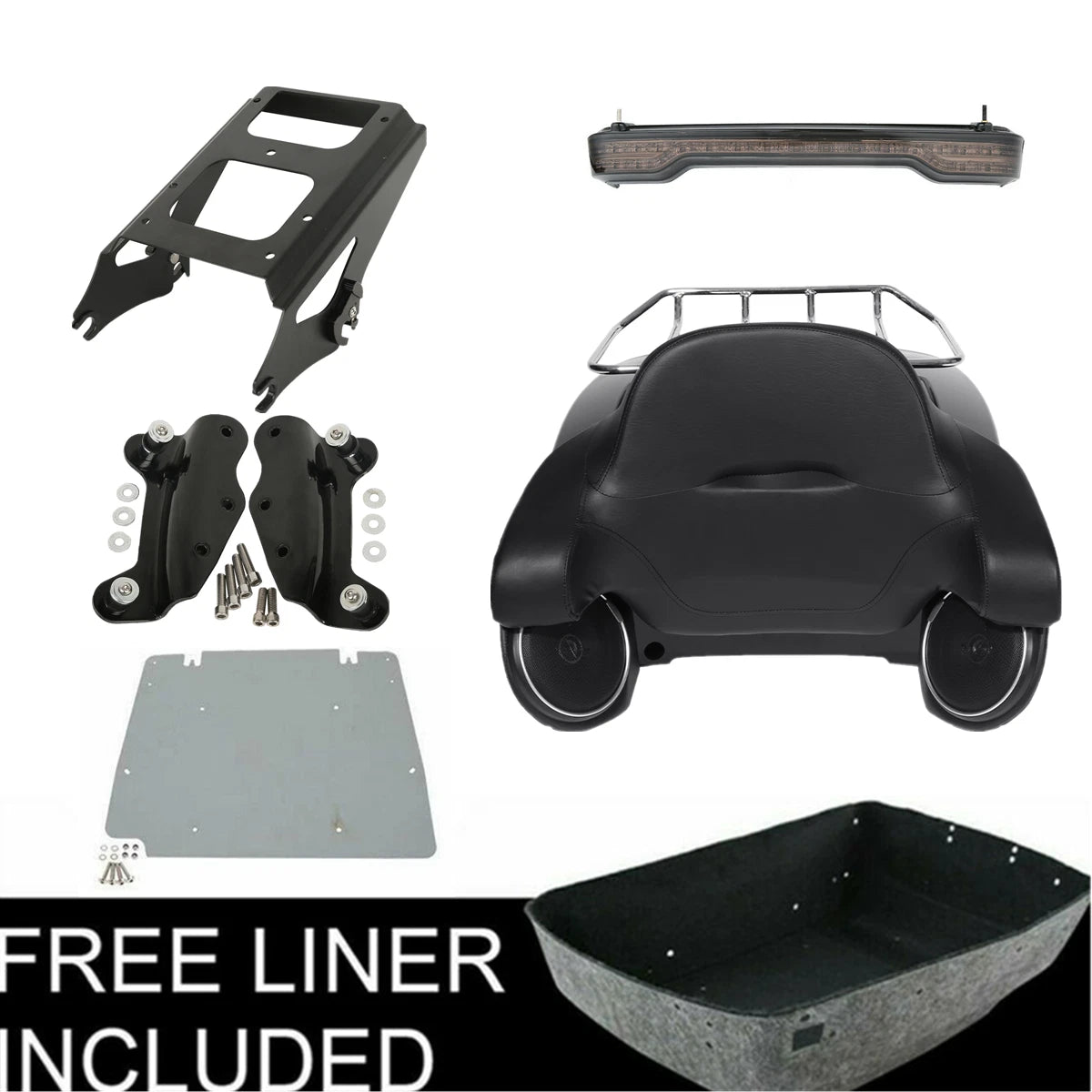 Backrest Speakers Tail Light Mount Rack for Harley Touring (2009–2013)