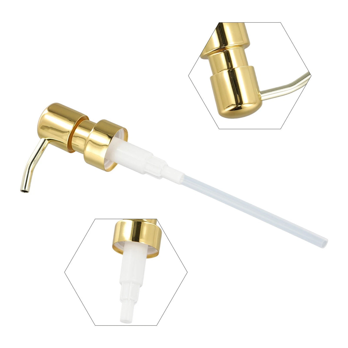 Pump Head Dispenser for Push Type Titanium Gold White (11cm, 1PCS)