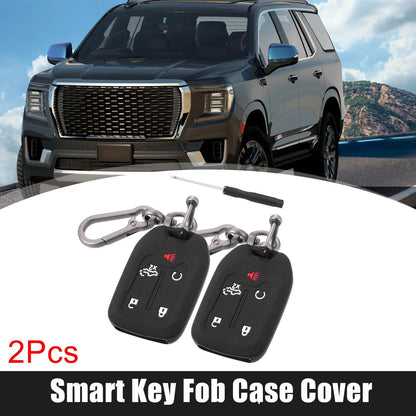 Smart Key Fob Case Cover 2 Pcs for Chevrolet Silverado 2019–2022 Black