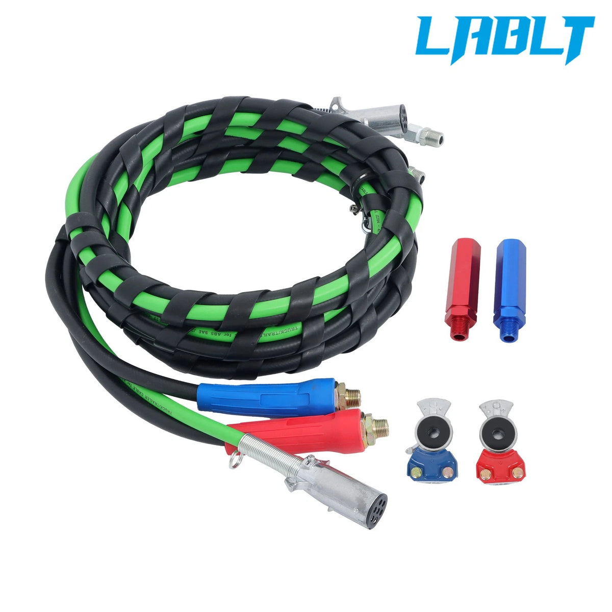 3-in-1 15FT 7 Way ABS Electrical Cables & Rubber Air Line Kit for Semi Truck