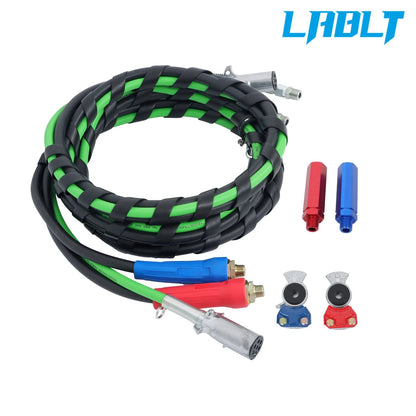 3-in-1 15FT 7 Way ABS Electrical Cables & Rubber Air Line Kit for Semi Truck