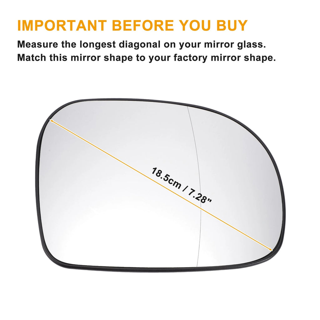 Right Side Mirror Glass Replacement with Heated Back for Mercedes Viano (2003–2010)