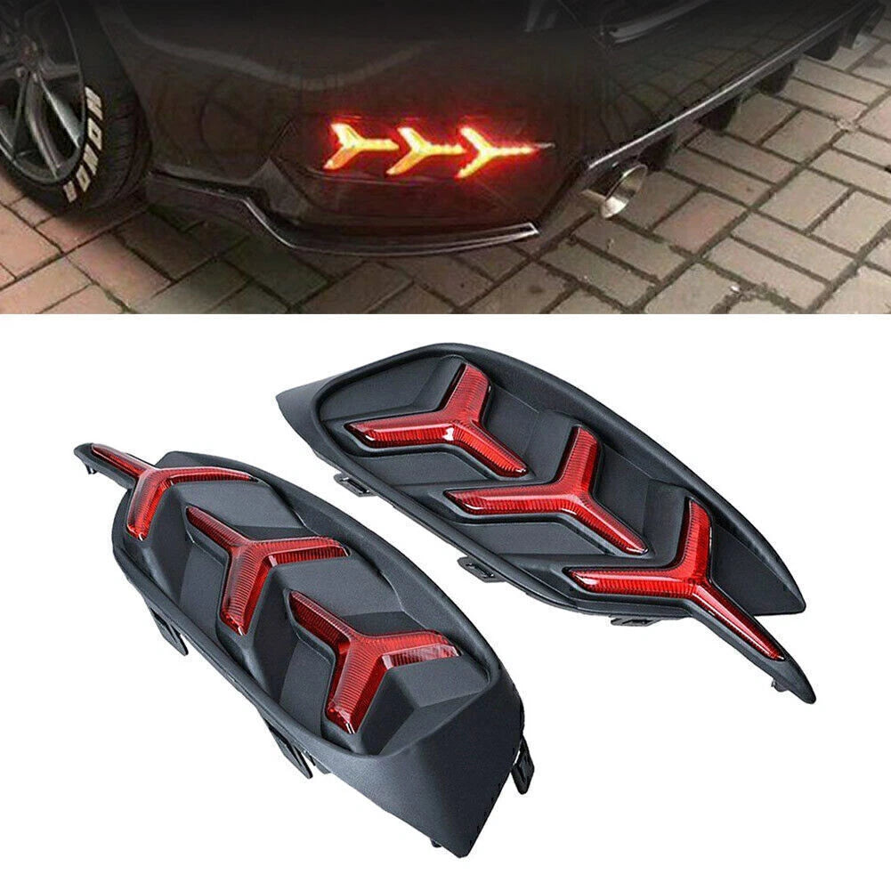 2X Rear Bumper Reflector LED Tail Lights for Honda Civic (2016–2020)