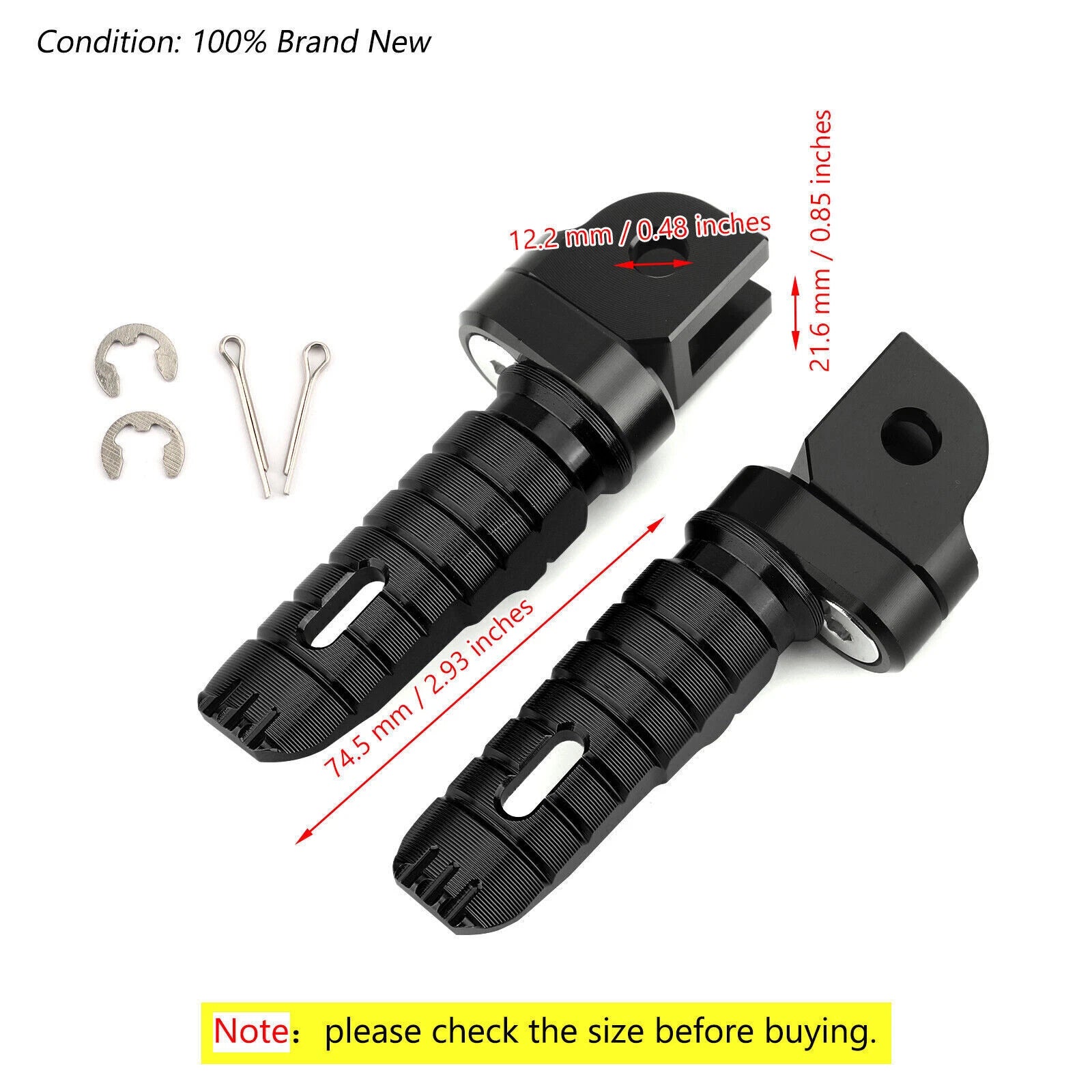 Front Footrests Foot Pegs for Kawasaki Z300 Z400 Z650 Z800 Z900 Z1000 (2013–2023)