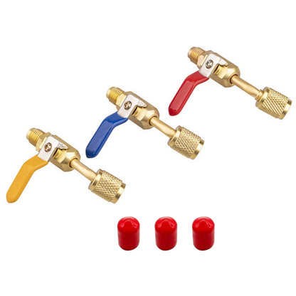 3PCS Brass Air Conditioning Shut Valve for AC Charging Hoses