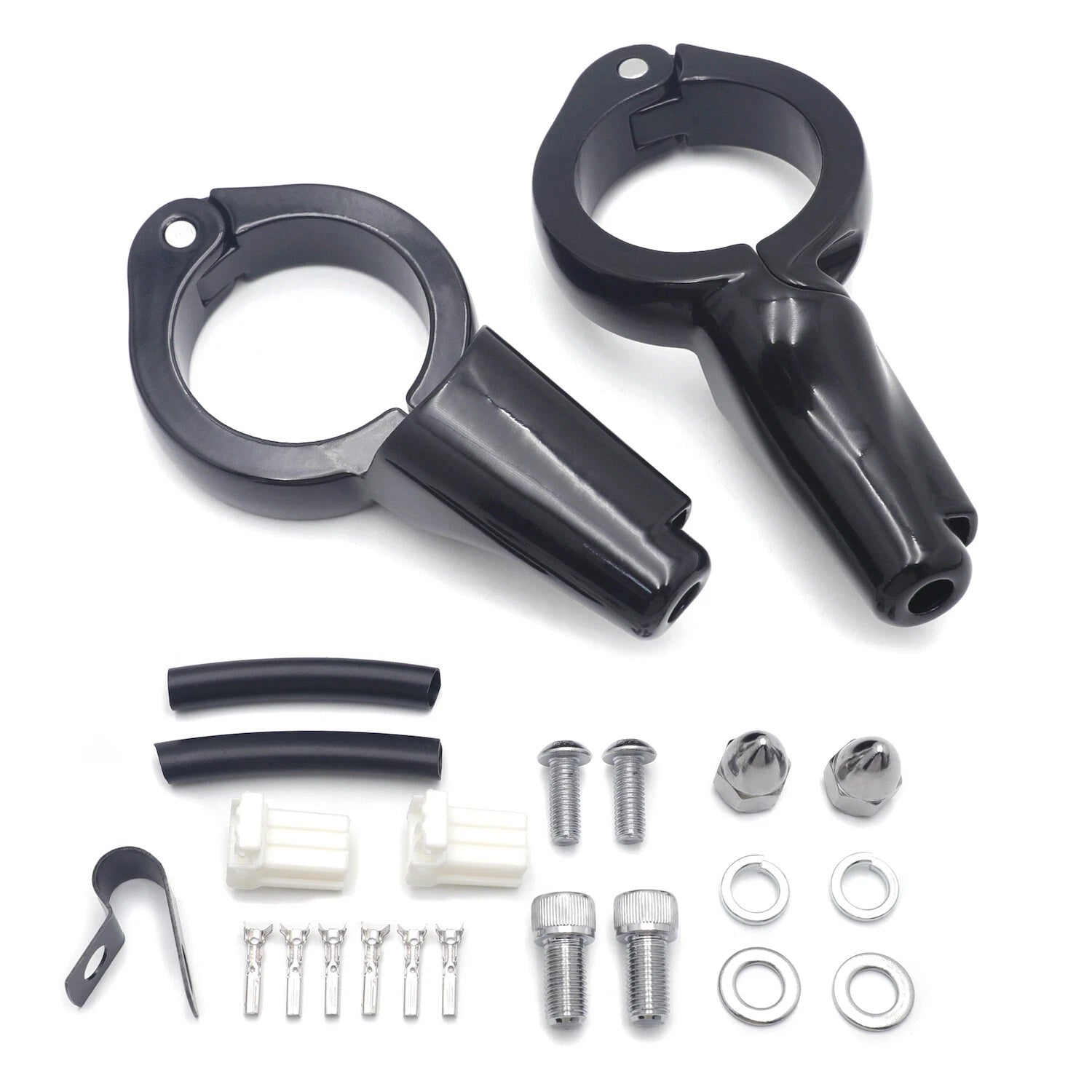 Gloss Black Front Turn Signal Relocation Kit for Harley FXD Dyna (2008–2017)