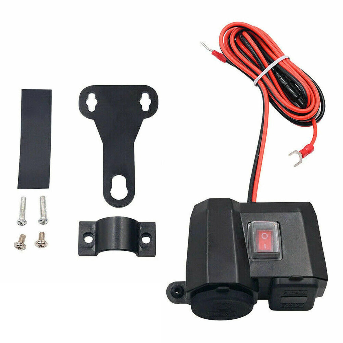 Dual USB Charger Socket with LED Voltmeter for Motorcycle (12V)