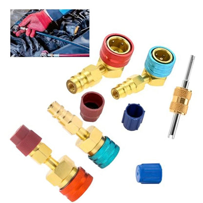 R1234yf to R134a AC Adapter Kit with Brass Quick Couplers