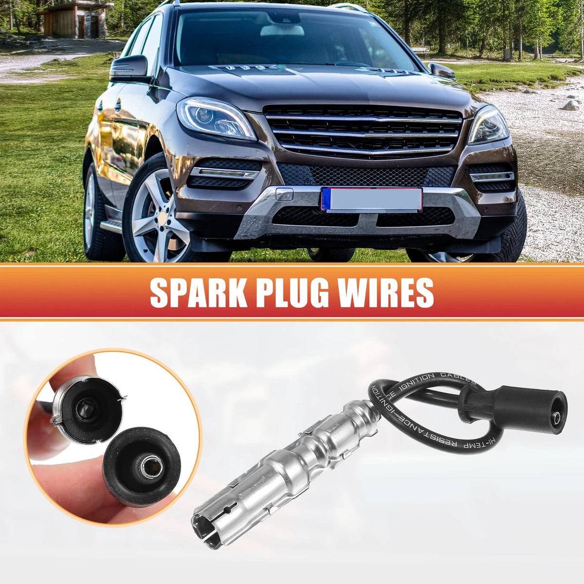 16 Pcs Ignition Coil Spark Plug Wire Set for Mercedes-Benz CL500 (2001–2006)