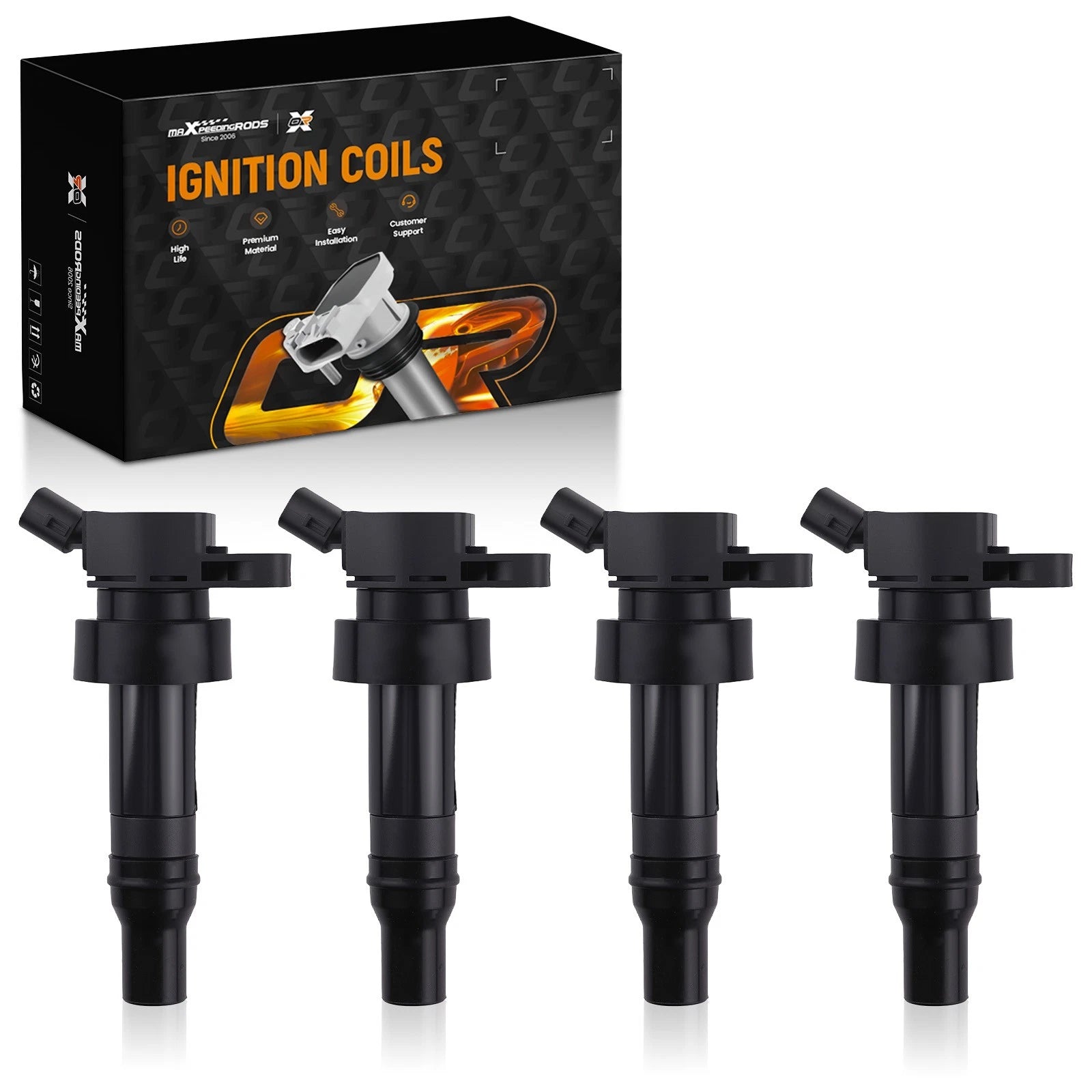 4X Electronic Ignition Coil for Hyundai Accent (2012–2020) C-813 Black