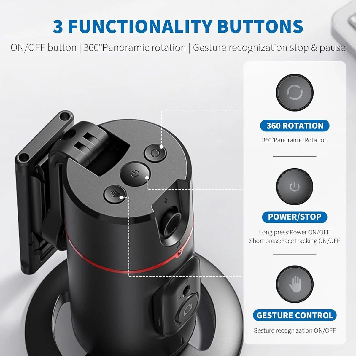 Auto Face Tracking Tripod for Phone Mount with Remote 360° Rotation