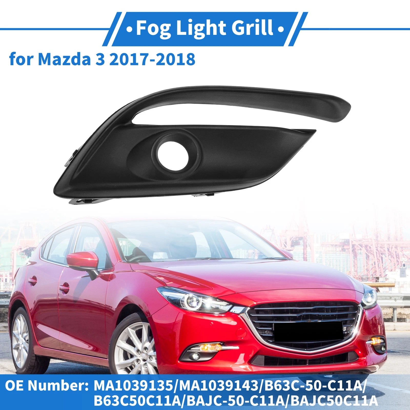 Front Right Fog Light Grill Replacement for Mazda 3 (2017–2018)