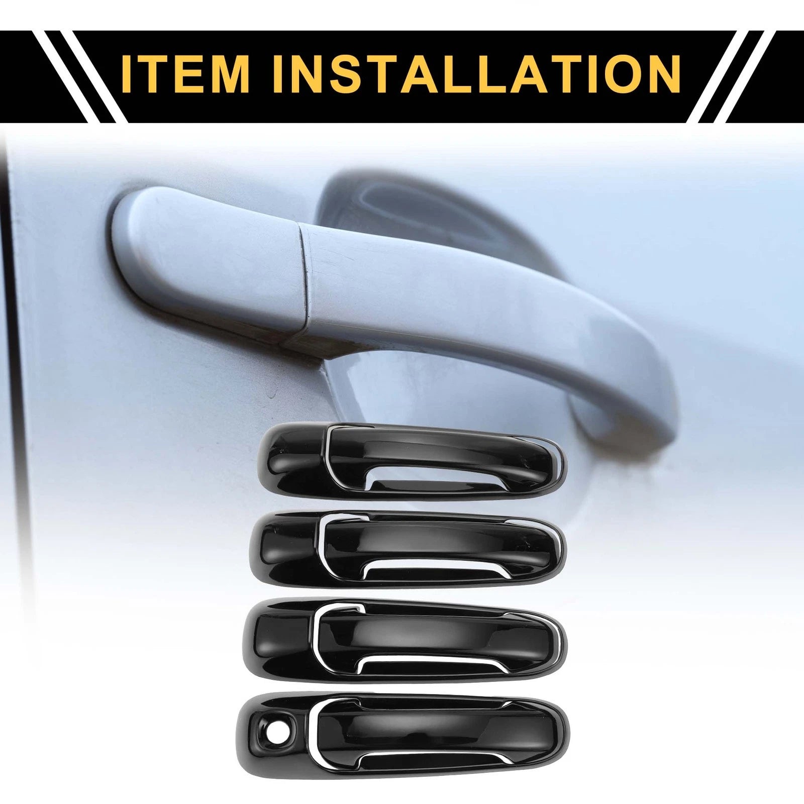 Set Car Door Handle Protector Glossy Black for Dodge Ram 1500 (2002–2008)