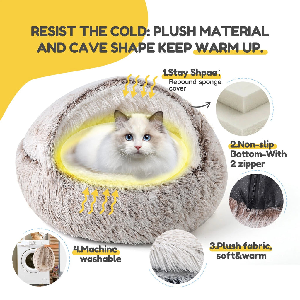 Soft Plush Cat Bed for Cats (Warm Winter Comforter)