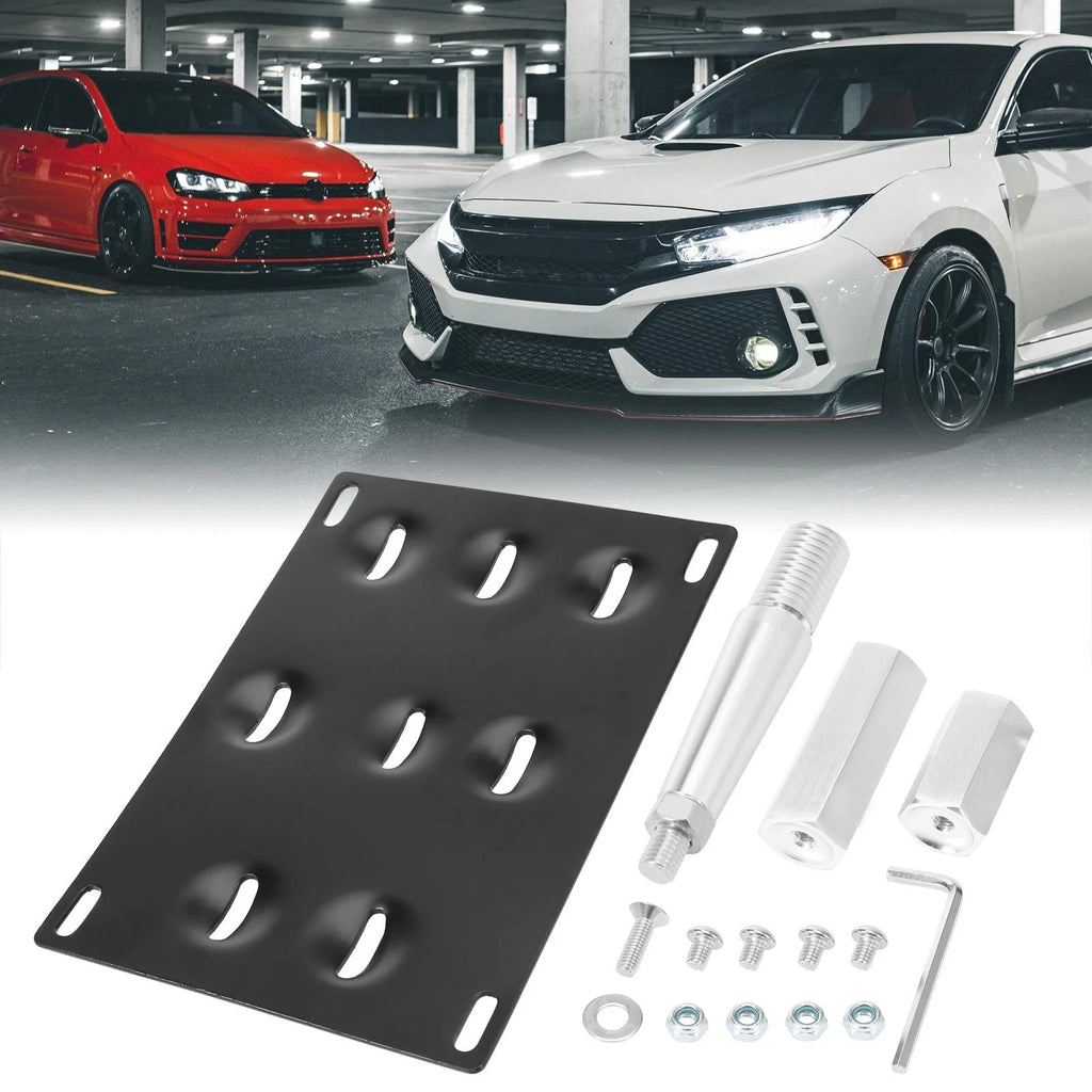 Tow Hook License Plate Mount Bracket Holder Set for Mitsubishi Lancer (2008–2017)