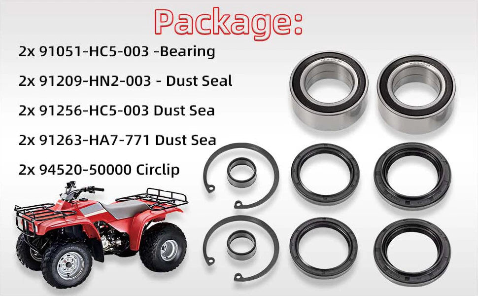 Front Wheel Bearing Seal Kit for Honda Rancher 350 4x4 TRX350FE/350FM (2000–2006)