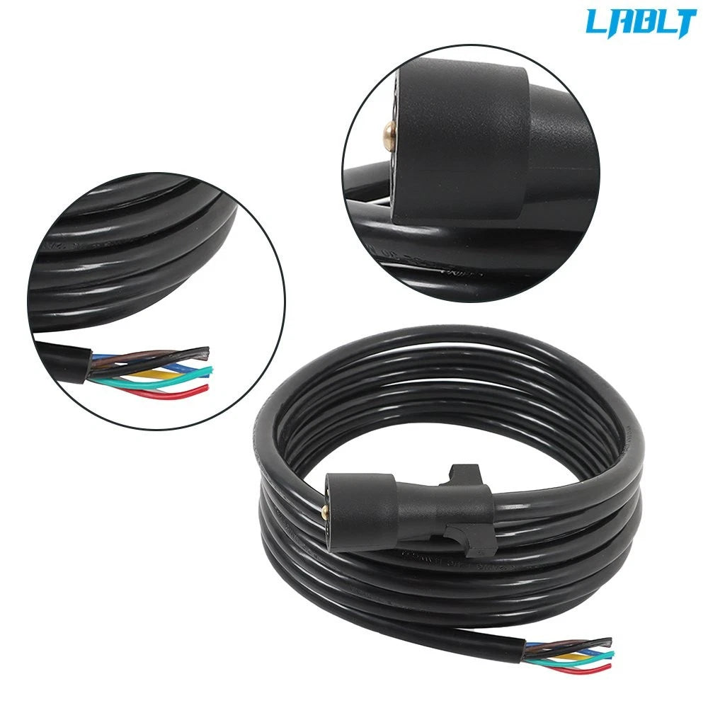 7-Way 7-Pin Wire Harness Light Plug Connector Trailer Cable - 16FT