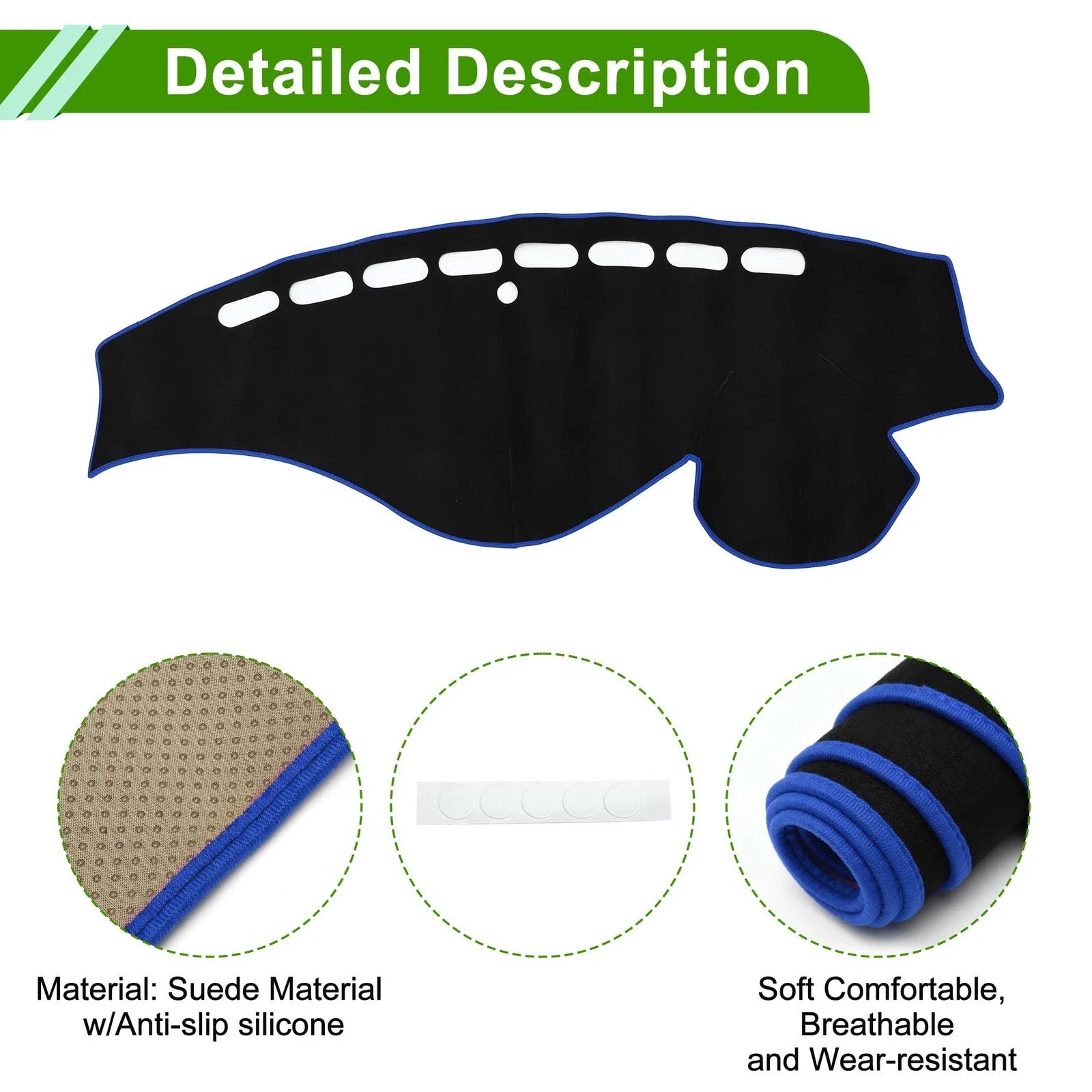 Dashboard Cover Mat for Honda Odyssey (2009–2014) Black Blue