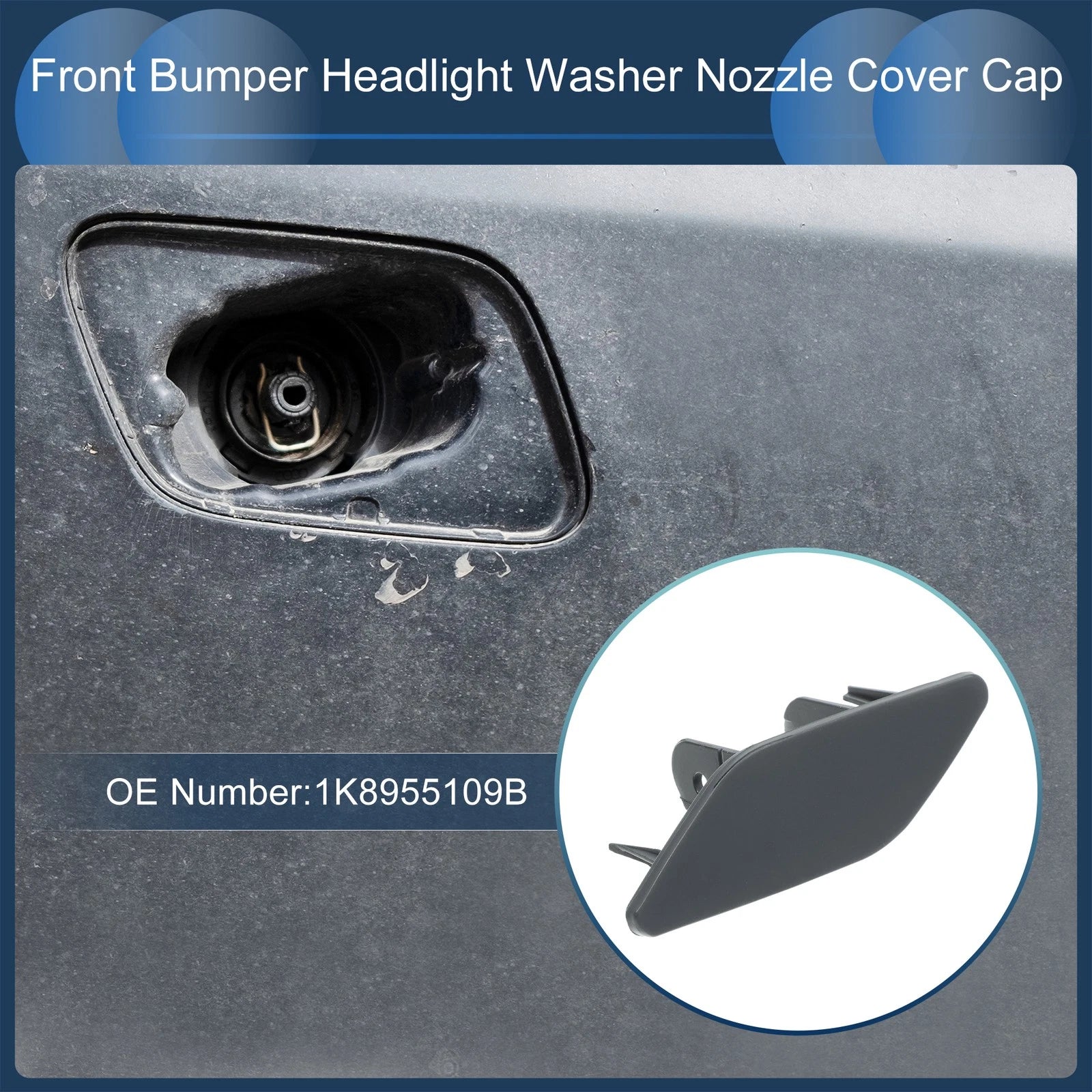 Front Left Washer Nozzle Cover Cap Replacement for Volkswagen Scirocco (2009–2014)