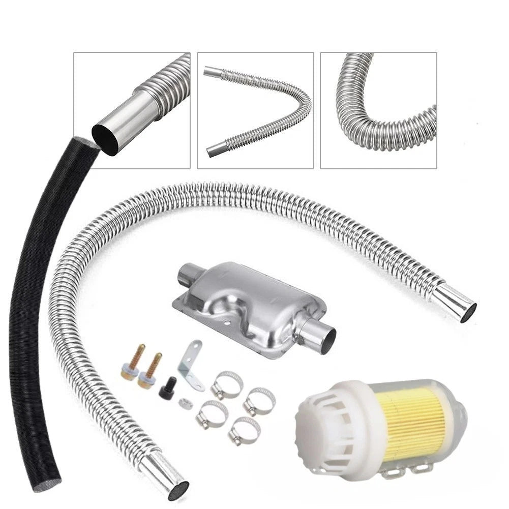 For Parking Heater 24mm Exhaust System Kit with Bendable Stainless Pipe