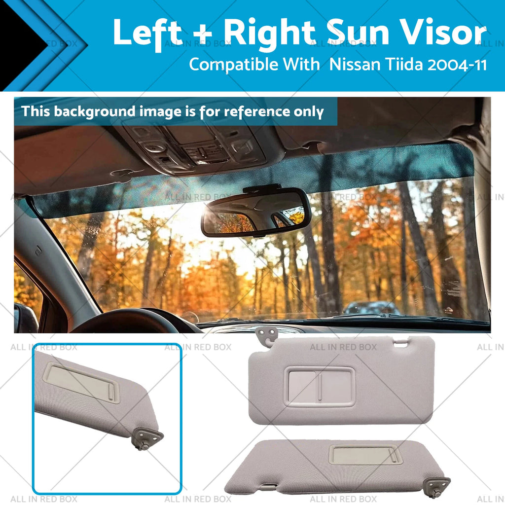 2Pcs Sun Visor Left + Right Side Grey for Nissan Tiida (2004–2011)