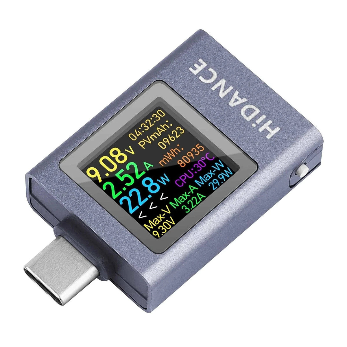 USB C Power Analyzer for Data Logging (Max Record 6 Display Modes)