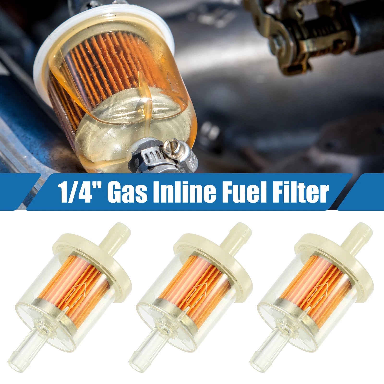3pcs Inline Fuel Filter 1/4 Inch for Motorcycle ATV (Fits )