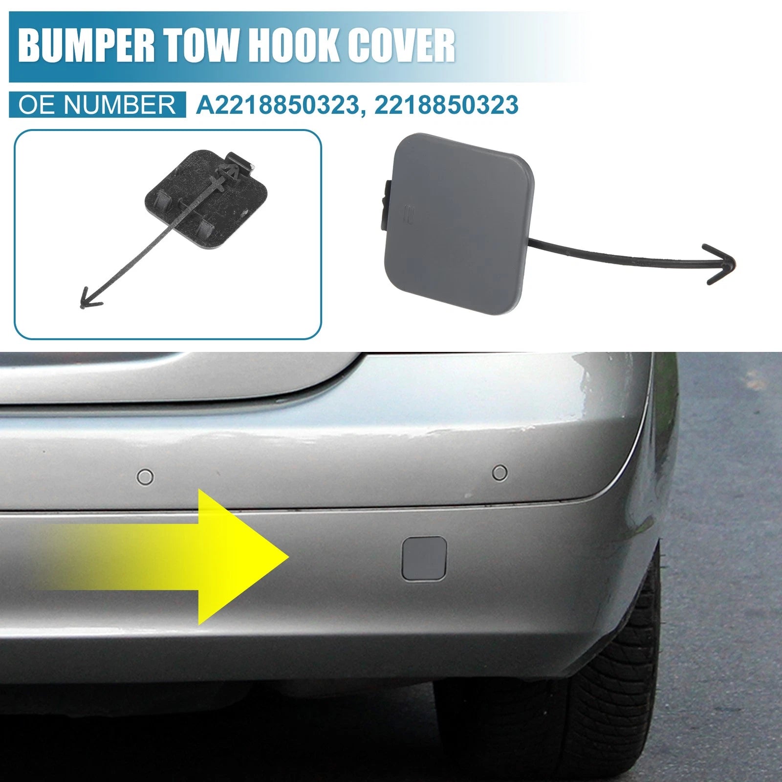 Tow Hook Cover Rear Bumper Replacement for Mercedes-Benz S-Class W221 (2007–2009)