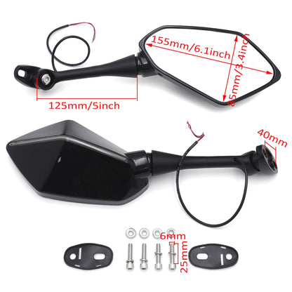 Black LED Indicator Rearview Mirror for Honda CBR600RR (2003–2022), CBR1000RR (2004–2007)