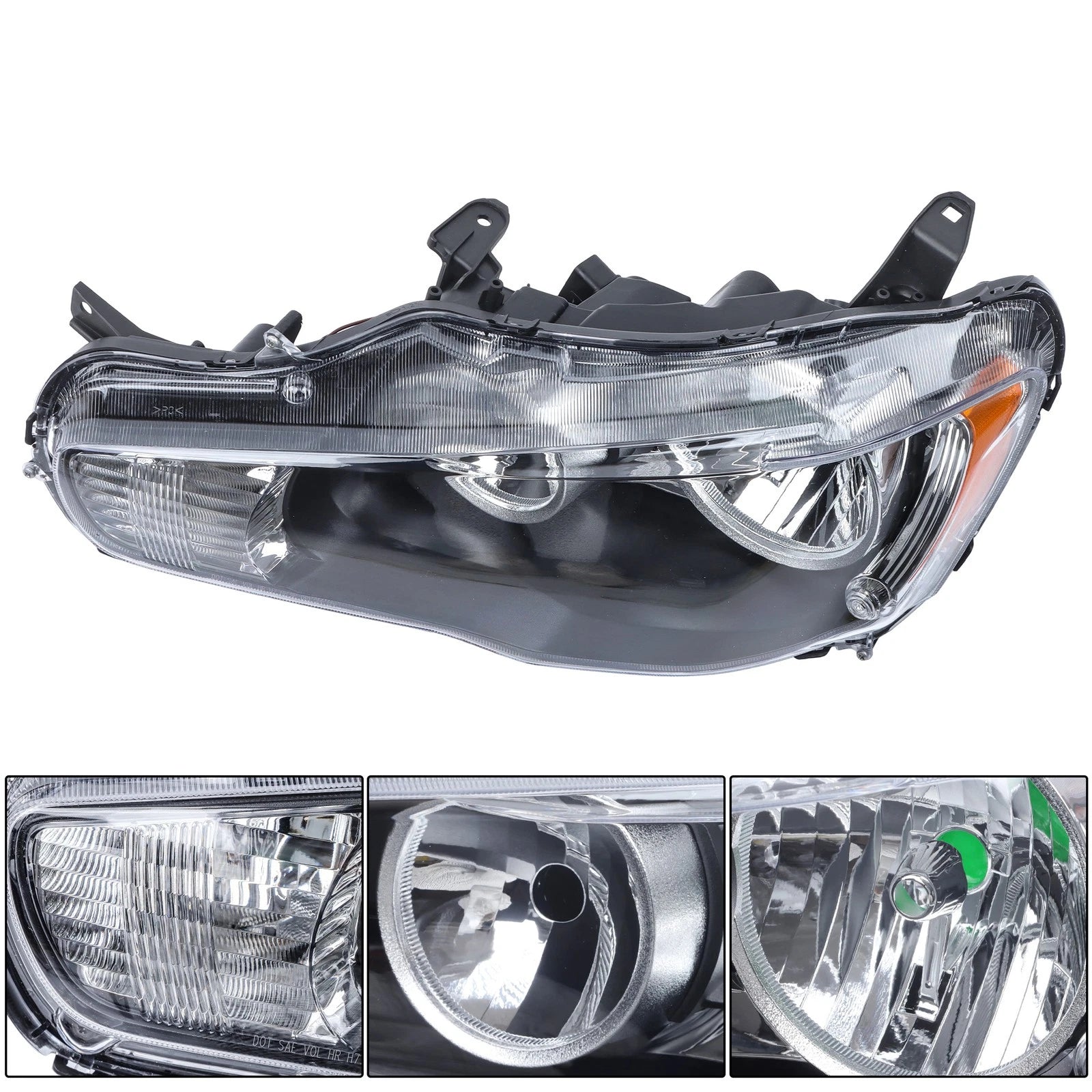 Left Side Halogen Black Headlight Assembly for Mitsubishi Lancer (2008–2017)