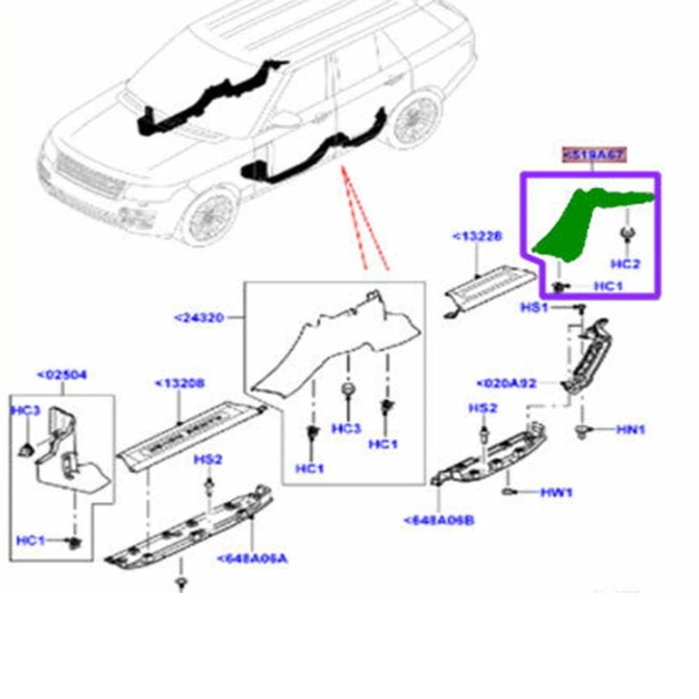 C Pillar Trim Lower Panel Molding Cover for Land Rover Range Rover (2013–2020)