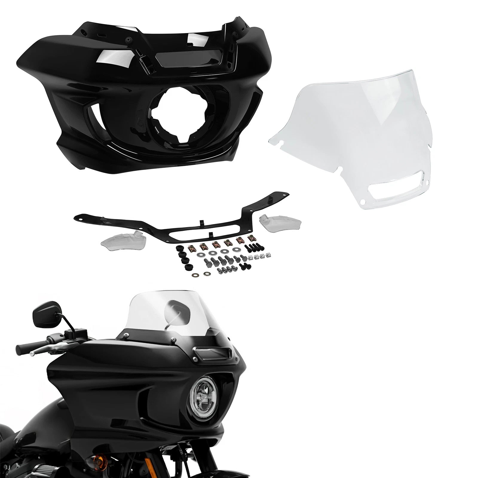 Headlight Fairing Windshield for Harley FXLRST Low Rider ST (2022–2025) Black