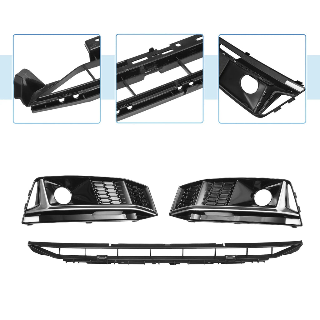 Front Lower Bumper Grille for Audi A4 B9 (2016–2018) Black, No Hole