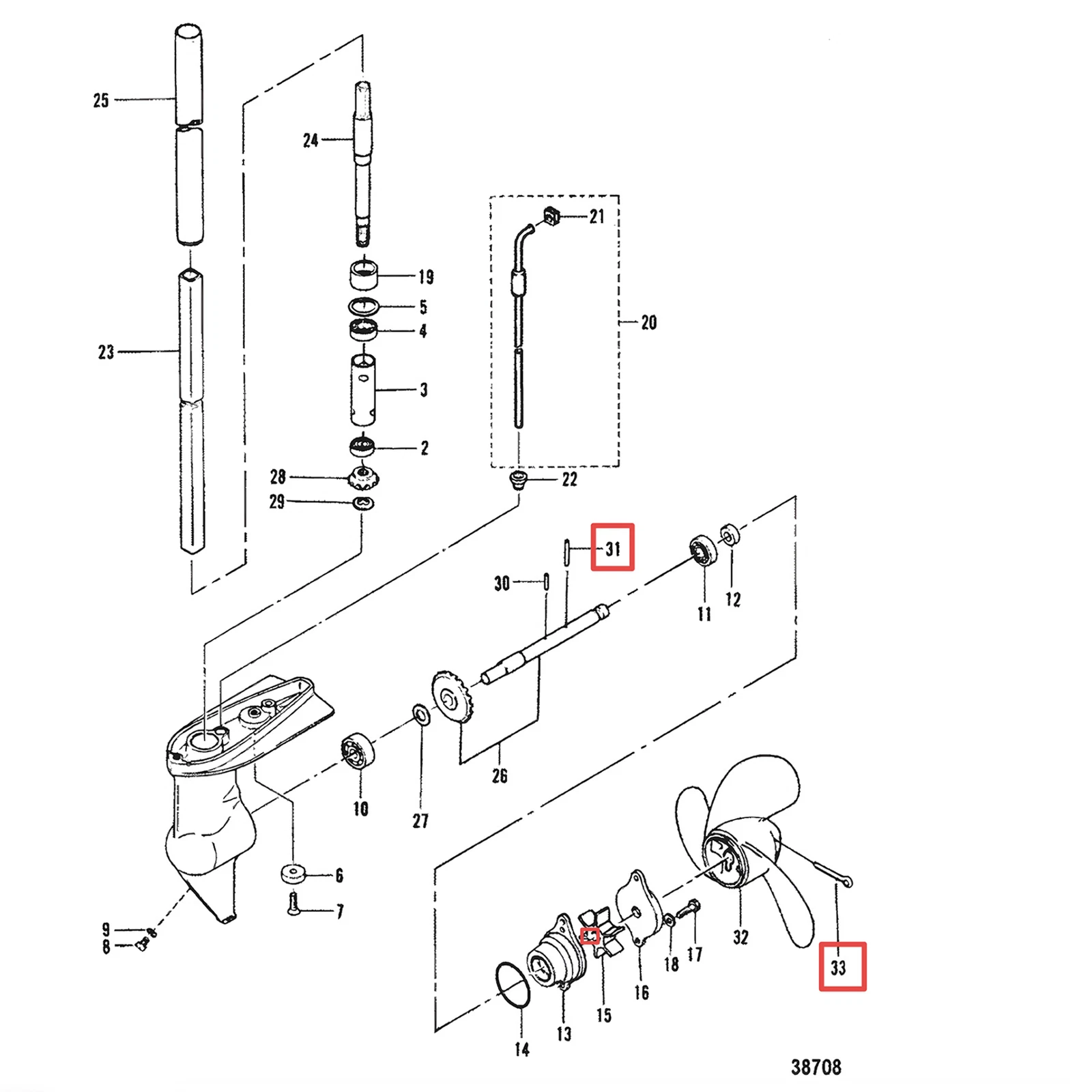 Prop Shear Pin Cotter Pin Kit for Nissan Tohatsu (9515030435, 369-65022-0)