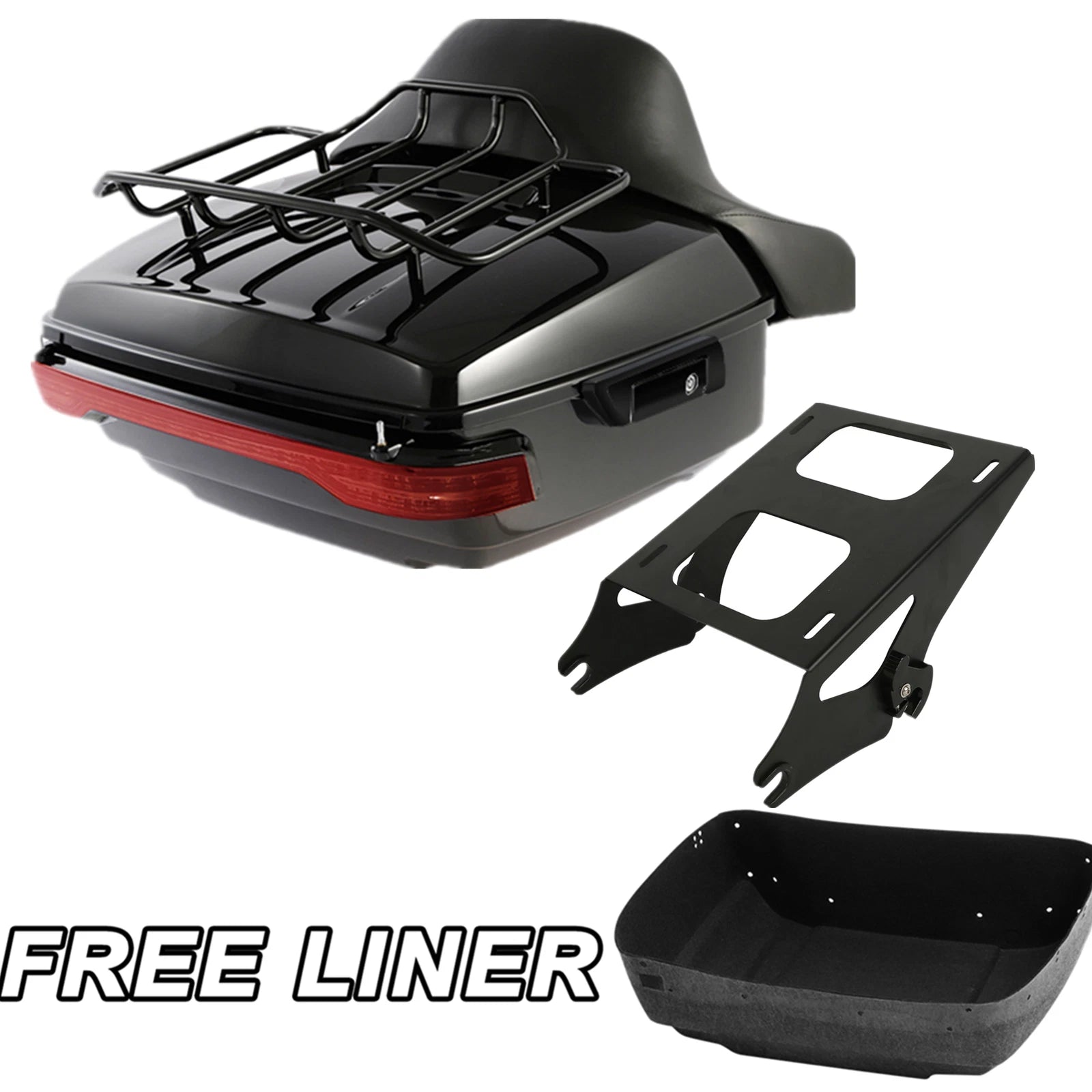Trunk Mount Rack Backrest Tail Light for Harley Touring Road King (2014–2026)