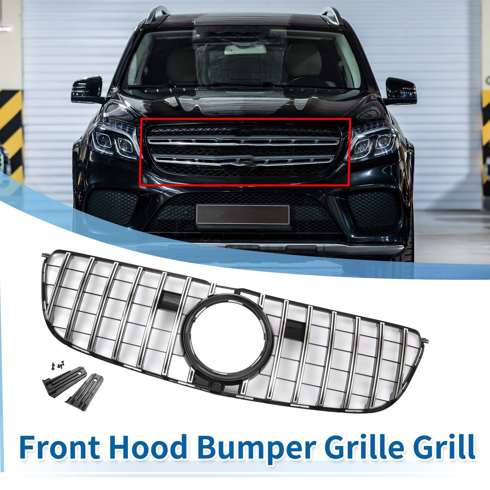 Front Upper Bumper Grille Grill Replacement for Mercedes-Benz GLS500 2017–2019